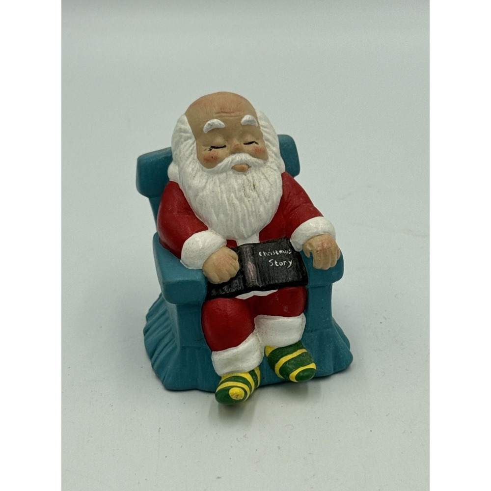 Ceramic Sleeping Santa Claus Sitting With a Book Christmas